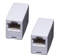AERZETIX - C65990 - Juego de 2 racores conectores acopladores RJ45 2x8p8c LAN para cable de red, enchufe hembra - montaje en superficie - informática ordenador PC ethernet - color: blanco