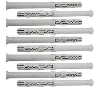 AERZETIX - C67093 - Juego de 10 tacos universales Ø12x160mm con brida biselada/fresada - en poliamida - mampostería fijación hormigón ladrillo bloque cemento trabajo edificio tornillo construcción