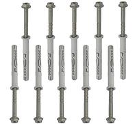 AERZETIX - C67147 - Juego de 10 tacos de plástico Ø12x100mm con brida + 10 tornillos Ø8x110mm autorroscantes con brida de cabeza hexagonal huella estrella TX40 - hormigón ladrillo fijación