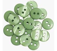 AERZETIX - C67872 - Juego de 20 Botones de coser redondos Ø12.5mm con 2 agujeros L20 20L - color verde - en plástico - confección mercería costura ropa moda decoración