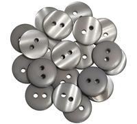 AERZETIX - C67899 - Juego de 20 Botones de coser redondos Ø15mm con 2 agujeros L24 24L - color gris - en plástico - confección mercería costura ropa moda decoración