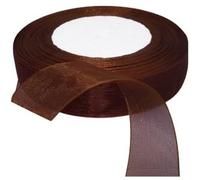 AERZETIX - C68563 - Cinta de organza organdí decorativa brillante - 20mm x 45 metros - color marrón canela - proyectos creativos coser arte embalaje regalos fiesta cumpleaños