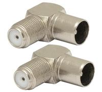 AERZETIX - C69026 - Juego de 2 Conectores de antena TV macho a enchufe F hembra en ángulo 90° para cable coaxial - adaptador acoplador - en metal