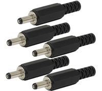 AERZETIX - C69277 - Juego de 5 Conector Adaptador Enchufe DC 1.0/3.8/9.5mm Hembra Recto con Manguito para Cable de alimentación - para soldar - Color Negro