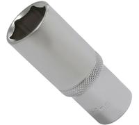 AERZETIX - C70922 - Llave de vaso largo 1/2" cuerpo 22mm x 77mm - llave de trinquete - con huella hexagonal 6 lados - en acero CR-V - color plata