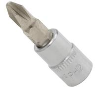 AERZETIX - C71004 - Vaso de destornillador monobloque 1/4'' PH2 x 37mm para tornillo cruciforme - DIN 3120 - punta llave de trinquete manual - en acero CR-V 6150 AISI S2 HRC 58-62 - acabado niquelado