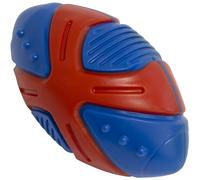 AERZETIX - C71383 - Juguete de Sonido de Masticar para Perro en Forma de Pelota de Rugby 125x75mm - Juegos de lanzar traer Animales domésticos Mascotas - en Silicona - Color Azul y Rojo