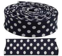 AERZETIX - C73165 - Cinta al sesgo decorativo 4.5 metros x 20mm - en poliéster 35% y algodón 65% - color azul oscuro con puntos blancos