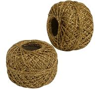AERZETIX - C73414 - Juego de 2 Pelotas de cordón Trenzado 50m x 1mm Hilo Brillante - Color Dorado - Rollo Hilo Cuerda Metalizado decoración proyectos creativos Arte Embalaje retorcido