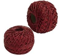 AERZETIX - C73420 - Juego de 2 Pelotas de cordón Trenzado 50m x 2mm Hilo Brillante - Color Rojo - Rollo Hilo Cuerda Metalizado decoración proyectos creativos Arte Embalaje retorcido