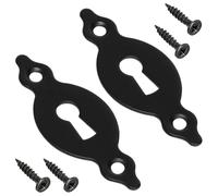 AERZETIX - C73729 - Par de 2 rosetas placas 67x27x1.5mm para cerradura de puerta con llave ordinaria - montaje vertical - tapa orificio de llave - en metal - color negro mate - rosetón hierro cilindro