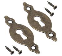 AERZETIX - C73730 - Par de 2 rosetas placas 67x27x1.5mm para cerradura de puerta con llave ordinaria - montaje vertical - tapa orificio de llave - en metal - color latón envejecido - rosetón cilindro