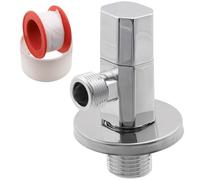 AERZETIX - C74953 - Válvula de Parada en Ángulo 1/2"x3/8" con Roseta y Junta PTFE con Manija Octogonal - en Latón y Revestimiento Niquelado - Grifo de Agua Racor Lavabo Baño Cocina