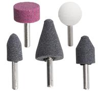 AERZETIX - C77158 - Juego de 5 piedras abrasivas para lijado pulido desbarbado - con varilla para taladro atornillador - metal vidrio cerámica plástico madera