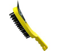 AERZETIX - Cepillo de alambre con raspador 4 filas - Longitud 290mm - Cepillo/Raspador /Metálico de Mano - Mango ergonómico de plástico - Limpieza/Pintura/Óxido - Pelos de Acero - C45946