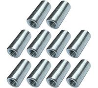 AERZETIX - Juego de 10 tuercas manguitos de acoplamiento M6x20x10mm roscados - manguito de conexión redondo cilíndrico prolongador - en acero galvanizado - C49627