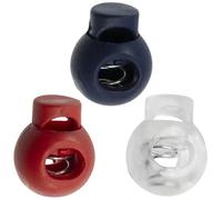 AERZETIX - Juego de 12 Bloqueo de cordón redondas 15mm - Cierre Cordón 1 Orificio con Resorte - Bloqueador Cuerda - Color transparente azul oscuro rojo - Tope Cordones para Abbigliamento - Plástico