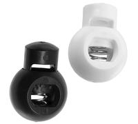 AERZETIX - Juego de 12 Bloqueo de cordón redondas 18mm - Cierre Cordón 1 Orificio con Resorte - Bloqueador Cuerda - Color Negro y Blanco - Tope Cordones para Abbigliamento - en Plástico