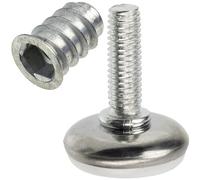 AERZETIX - Juego de 12 pies Patas niveladoras Regulables M8 para Muebles a roscar + 12 Insertos roscados M8 | Accesorios para mesas, sillas y escritorios de Madera Ajustables en Altura