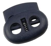 AERZETIX Juego de 12 Tope Cordones con Resorte - Bloqueo De Cordón 23mm - Cord Stoppers Ovalados con 2 Agujeros - Apertura 5mm - Color Azul oscuro - en Plástico - Ideal para Cordones de Ropa
