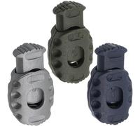 AERZETIX - Juego de 12 Tope cordones con resorte y 1 agujero - bloqueo de cordón - apertura 6mm - extremo de cuerda ocio creativo - color plata azul oscuro verde oscuro - en plástico