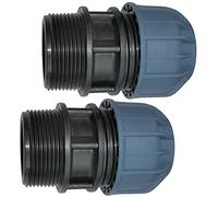 AERZETIX - Juego de 2 - Manguito/Adaptador Roscado - Reductor de Compresión Recto - Conexión Rosca Macho 1 1/2'' - para Tubería de Agua Ø32mm - en Polipropileno - Conector/Reparador