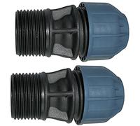 AERZETIX - Juego de 2 - Manguito/Adaptador Roscado - Reductor de Compresión Recto - Conexión Rosca Macho 1'' - para Tubería de Agua Ø20mm - en Polipropileno - Conector/Reparador