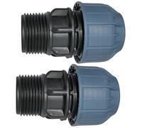 AERZETIX - Juego de 2 - Manguito Adaptador Roscado Reductor de Compresión Recto - Conexión Rosca Macho 1'' - para Tubería de Agua Ø25mm - en Polipropileno - Conector Reparador