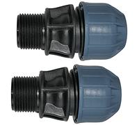 AERZETIX - Juego de 2 - Manguito/Adaptador Roscado - Reductor de Compresión Recto - Conexión Rosca Macho 3/4'' - para Tubería de Agua Ø20mm - en Polipropileno - Conector/Reparador