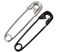 AERZETIX - Juego de 24 imperdibles de Seguridad clásicos 22mm - en Metal - Color Plata y Negro - Trabajos de Costura Textil Manualidades joyería