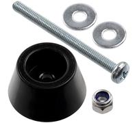 AERZETIX - Juego de 4 Patas de Muebles Redondas Ø20x10.5 mm de plástico Negro + 4 Tornillos metálicos M3x35 mm + 4 Tuercas autoblocantes M3 + 8 Arandelas Anchas para Perno M3