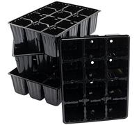 AERZETIX - Juego de 4 Placas de Cultivo/Cajas de Plántulas x 12 Tazas para Semillas 17.5x13.5x5.5cm - Plantar Germinación Hortalizas Trasplante Macetas - Color Negro - en Plástico