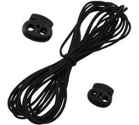 AERZETIX - Juego de 5 m cordón elástico redondo Ø3 mm de color negro + 8 topes ovalados de plástico con 2 pasos Ø4 mm + 8 sujetacordones con 2 aberturas Ø5 mm