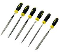 AERZETIX - Juego de 6 Limas de diamante Triangulares/Planas/Redondas/Semi redondas/Cuadradas - Longitud 150mm - Moldeado de Metal/Madera/Plástico - Mango bimaterial - Precisión/Aguja/Afilado - C45964