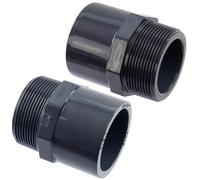 AERZETIX - K34449 - Juego de 2 racores de presión/reductores dobles - para encolar Ø63mm y Ø50mm - rosca macho 2" - en plástico - PN 10 - conector para tubos