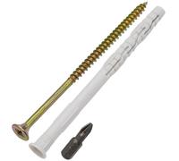 AERZETIX Kit 20 Tacos Universales Ø8x120mm + 20 Tornillos Ø5x120mm | Collarín Biselado, Poliamida, Tornillos para Madera, Incluye Punta de Atornillar PZ2 1/4