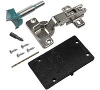 AERZETIX - Kit de 12 bisagras invisibles de solape total 110° con plantilla de perforación Ø35mm + fresa Ø35mm + broca para madera Ø2.5mm + 50 tornillos Ø3.5x16 y punta 1/4 PZ2