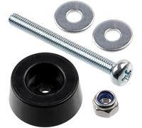 AERZETIX - Kit de 12 Patas de Muebles Redondos Ø20x8mm en plástico Negro + 12 Tornillos de Metal M3x30mm + 12 Tuercas de Bloqueo M3 + 24 Arandelas Anchas para Perno M3