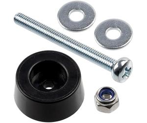 AERZETIX - Kit de 12 Patas de Muebles Redondos Ø20x8mm en plástico Negro + 12 Tornillos de Metal M3x30mm + 12 Tuercas de Bloqueo M3 + 24 Arandelas Anchas para Perno M3