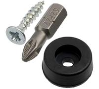 AERZETIX - Kit de 12 Tacos Deslizantes Redondos Ø17x7 mm para Muebles de Caucho Negro con Tornillos Ø4x20 mm y Punta de Atornillado 1/4 PZ2 | Protección para Suelos Parquet Azulejos
