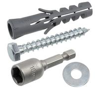 AERZETIX - Kit de 25 tacos de nylon con reborde Ø12x60 mm para materiales macizos + 25 tornillos tirafondos Ø8x60 mm + 25 arandelas anchas para tornillo M8 + 1 vaso hexagonal 1/4 SW10