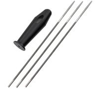 AERZETIX - Kit de 3 limas redondas de afilado manual Ø4mm longitud 250mm para cadena de motosierra de 3/8" + 1 mango de plástico