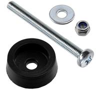 AERZETIX - Kit de 4 Patas de Muebles Redondos Ø14x5mm en plástico Negro + 4 Tornillos de Metal M3x30mm + 4 Tuercas de Bloqueo M3 + 4 Arandelas Anchas para Perno M3