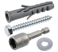 AERZETIX - Kit de 60 tacos de nylon con reborde Ø10x50 mm para materiales macizos + 60 tornillos tirafondos Ø6x50 mm + 60 arandelas anchas para tornillo M6 + 1 vaso hexagonal 1/4 SW10