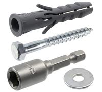 AERZETIX - Kit de 60 tacos de nylon con reborde Ø8x40 mm para materiales macizos + 60 tornillos tirafondos Ø5x40 mm + 60 arandelas anchas para tornillo M5 + 1 vaso hexagonal 1/4 SW8