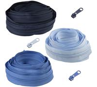 AERZETIX - Kit de cremallera en espiral 3x5 m N°5 color principal azul + 45 correderas metálicas sin bloqueo N°5 - costura proyecto de ocio decoración creativa