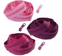 AERZETIX - Kit de cremallera en espiral 3x5 m N°5 color principal magenta + 45 correderas metálicas sin bloqueo N°5 - proyecto de ocio de costura decoración creativa
