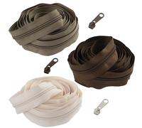 AERZETIX - Kit de cremallera en espiral 3x5 m N°5 color principal marrón + 45 correderas metálicas sin bloqueo N°5 - costura proyecto de ocio decoración creativa