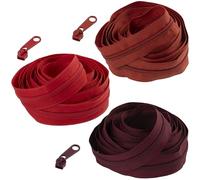 AERZETIX - Kit de cremallera en espiral 3x5 m N°5 color principal rojo + 45 correderas metálicas sin bloqueo N°5 - costura ocio proyecto creativo decoración