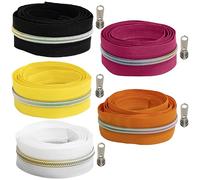 AERZETIX - Kit de Cremallera espiral 5x1 m N°5 - color blanco magenta naranja amarillo limón negro + 15 cursores N°5 no bloqueable de metal - mercería costura